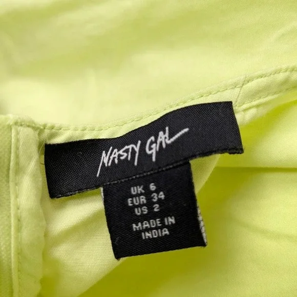 Nasty Gal Dress Girls Size 2 Lime Green Cotton Sun Dress Ruffle Open Back - Picture 4 of 7